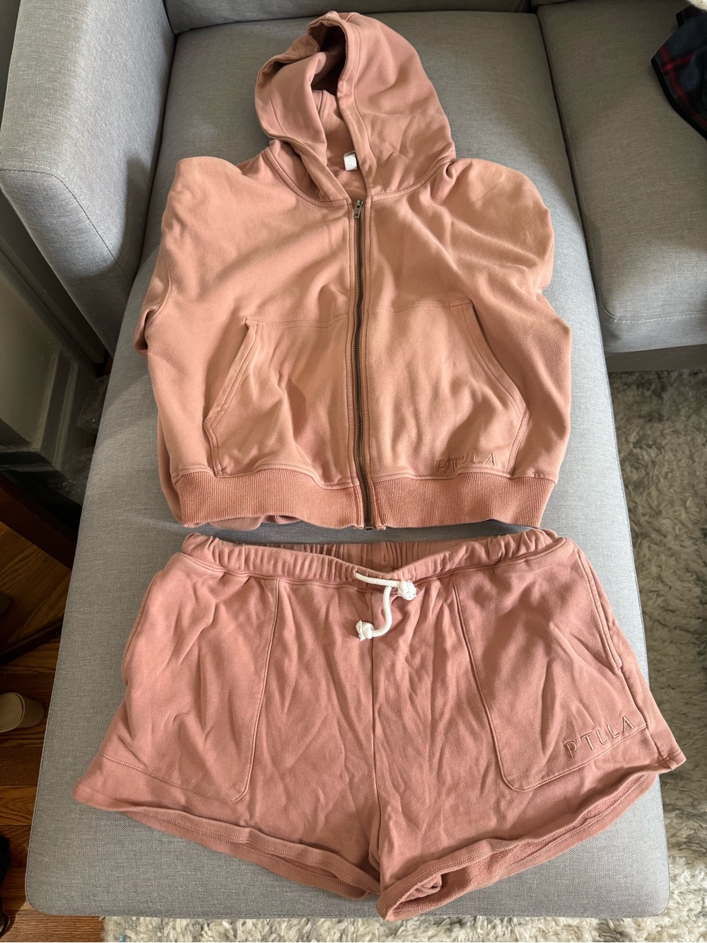 P'tula Dusty Rose Zip Hoodie & Shorts Set